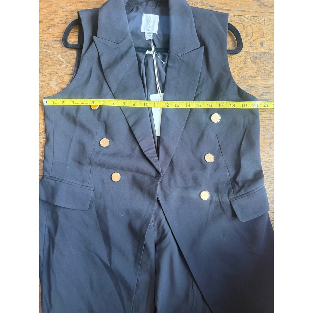 Joie Women's Sleeveless Black Longline Blazer Vest Gold Hardware Size Medium NWT - Picture 7 of 10